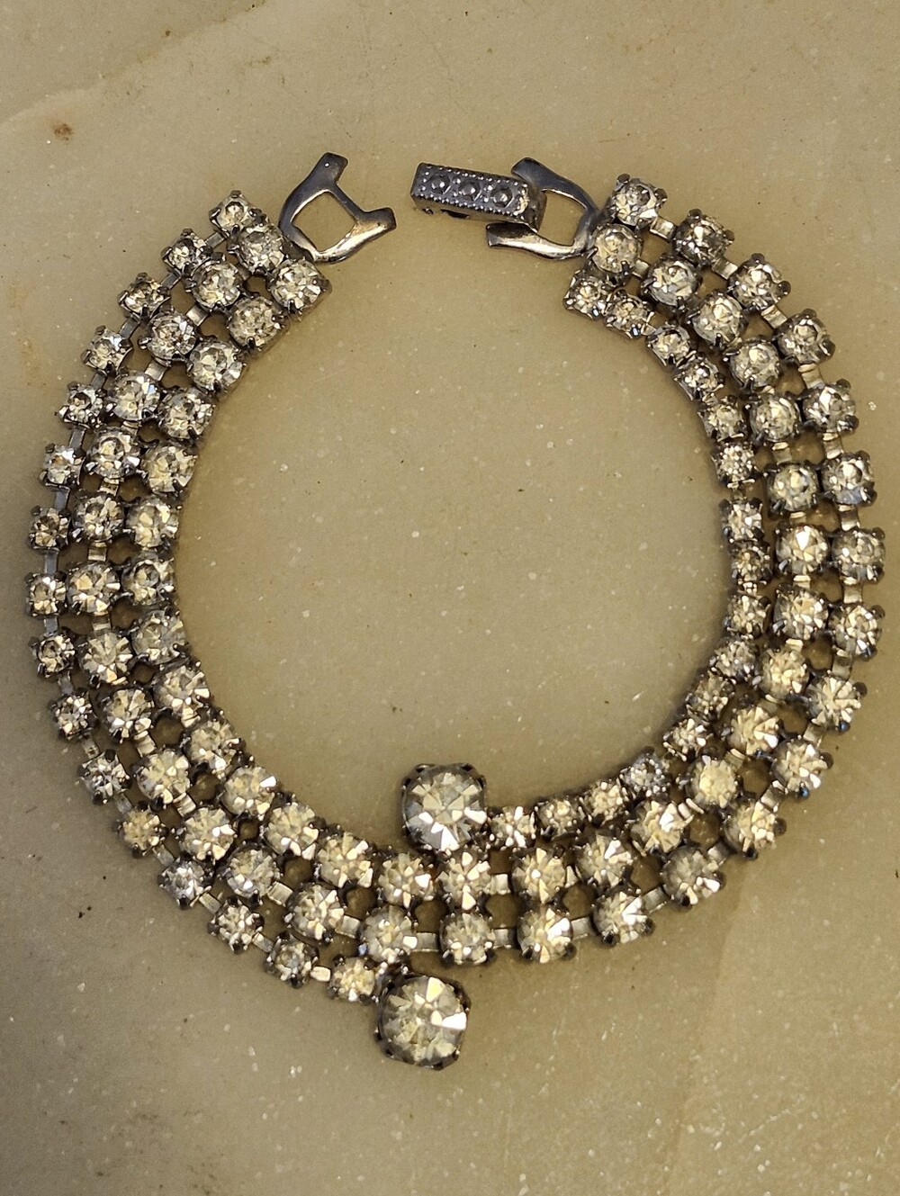 Stunning Rhinestone Three-Row Tennis Bracelet